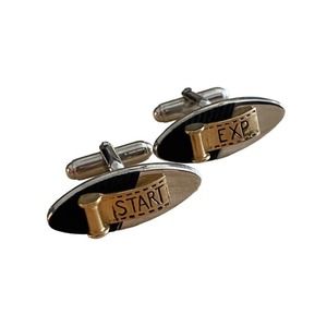 Camera 35mm Film Roll Photography Cufflinks Men Silver Black Start Exp Vtg